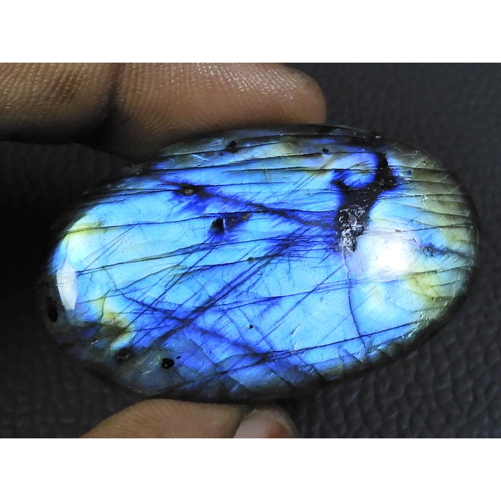 

86Cts. Natural Labradorite Blue Fire Oval Cabochon Loose Gemstone 27X46X06MM B-25