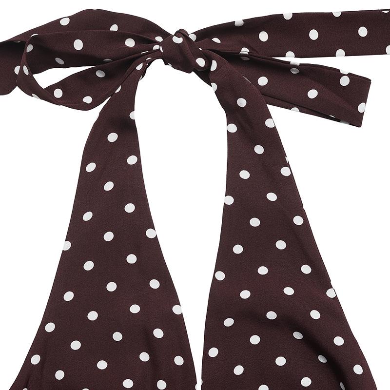 2026 Sexy Retro Polka Dot Halter Neck Dress: European & American Style, Slim Fit, Deep V-neck, Spaghetti Straps.