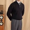 Men's Trendy Casual Slim Fit Cable Knit Half-Zip Sweater with Stand Collar for Autumn and Winter