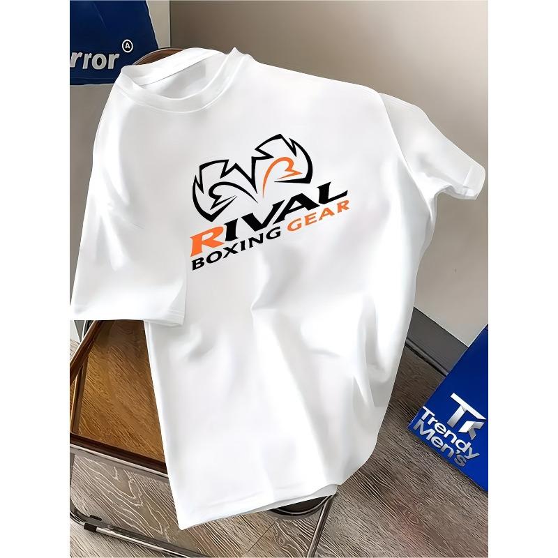 RIVAL BOXING GEAR Men's Boxing T-Shirt - Lightweight Breathable Summer Short-Sleeve Crew Neck Tee with Boxer Logo & Gym Design, Suitable for Training
