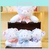 Poupée Lapin Ours en Peluche avec Dentelle et Nœud à Carreaux Décoration pour Filles Enfants Cadeau d'Anniversaire et Aide au Sommeil