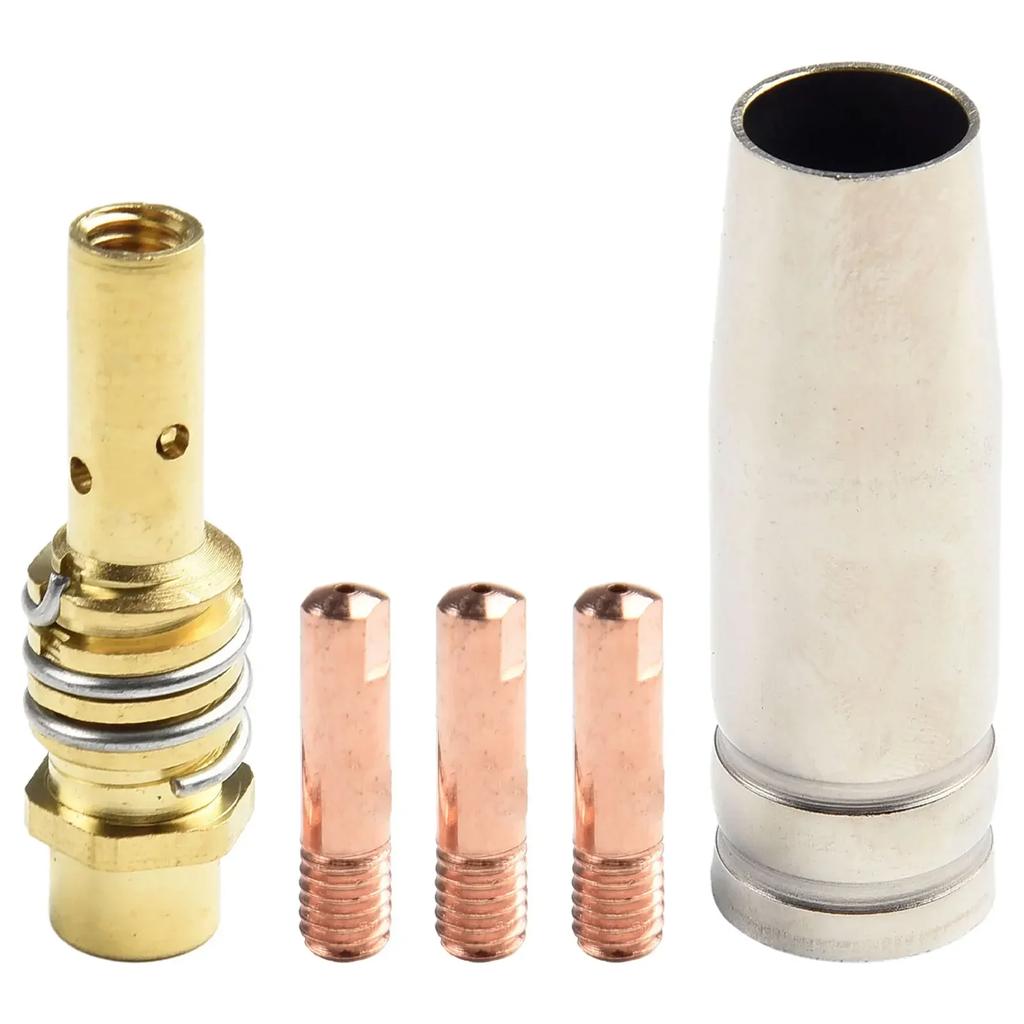 5pcs/set Mig Contact Tip Consumables MIG Welding MB15 15AK Contact Tip 0.8/1.0/1.2mm Conductive Tip And Tip Holder