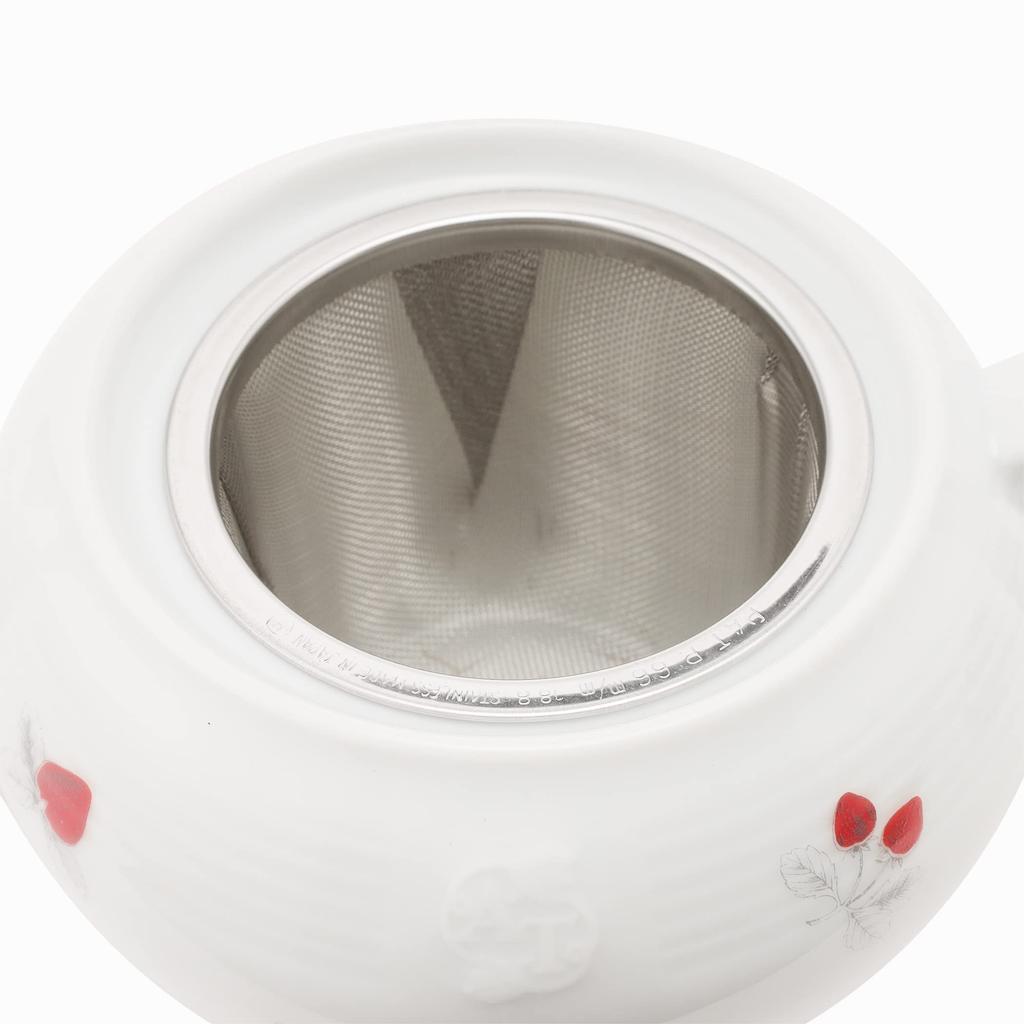 Afternoon Tea Living Teapot GU53 Strawberry Teapot with Strainer, Parallel White