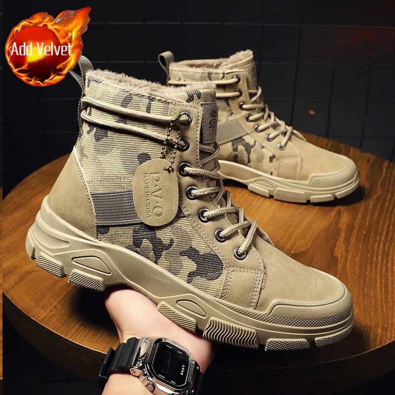 Booties Men's Snow Boots Platform Waterproof Ankle Male Winter Shoes Fashion Offer Cotton Shoe Footwear Outdoor Hiking Sale Work