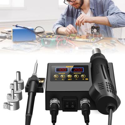 Hot Air Rework Soldering Station With Heat Guns Set Temperature LED Screen Display For Electronics Repair Accessories