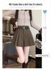 2024 Women's High-Waist Brown Wool Pleated Shorts: Autumn/Winter Wide-Leg Casual Skort