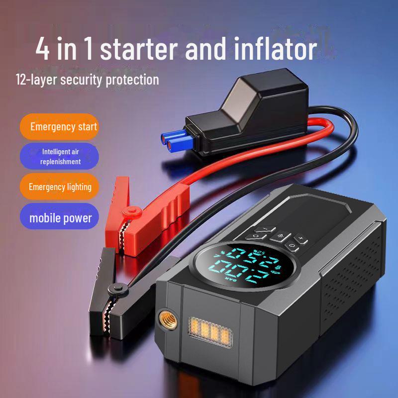 High-Power Car Jump Starter with Portable Emergency Power and Inflator