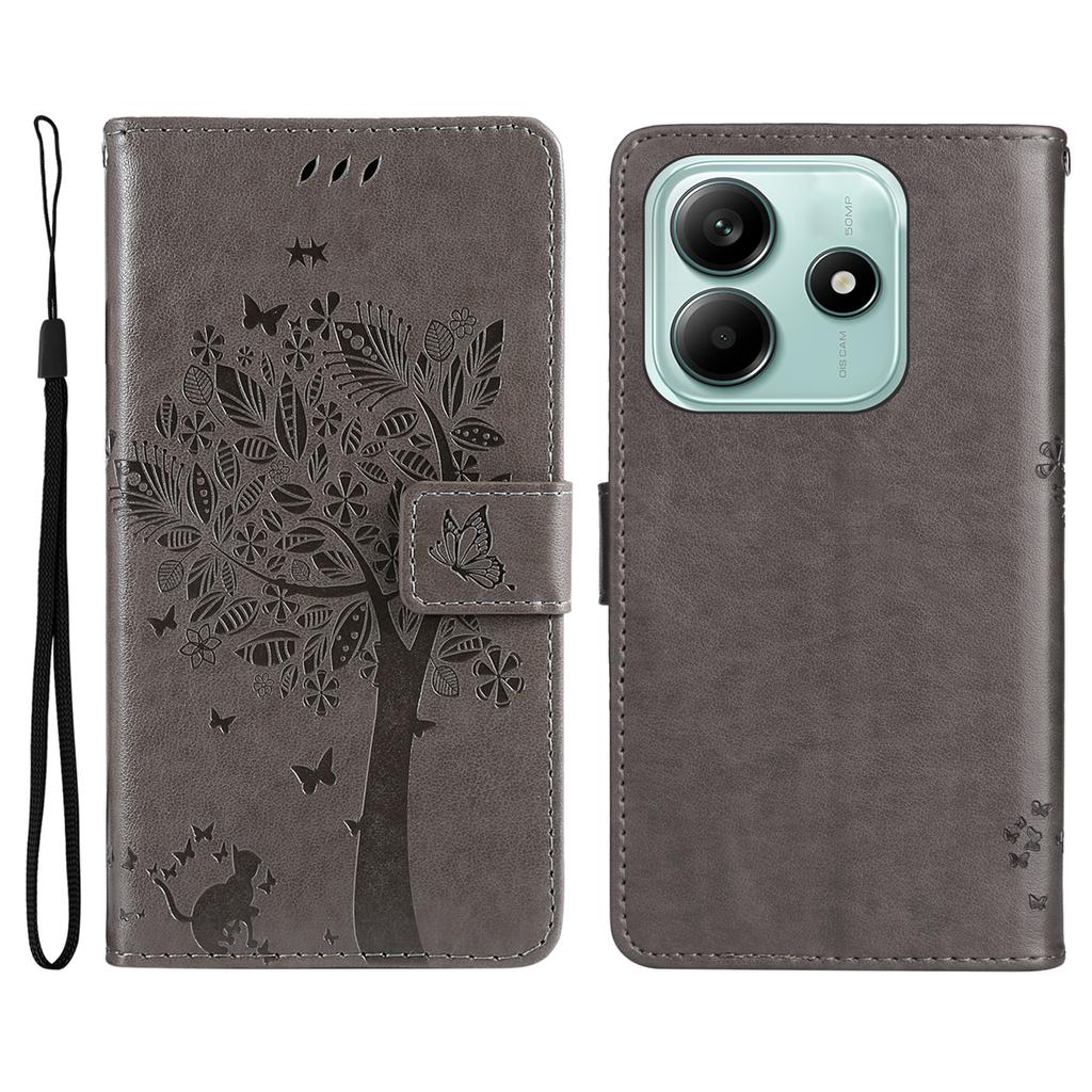 For Xiaomi Redmi Note 14 5G Phone Case with Stand Cat Tree Pattern Leather Wallet Mobile Cover