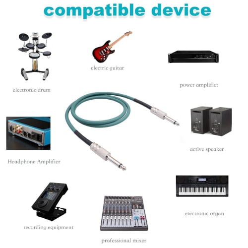 6.35mm HiFi Low-Noise Guitar Cable for Electric Guitar, Mixers, Active Speakers, Electronic Drums, and Electric Bass (10m / 32.8ft)