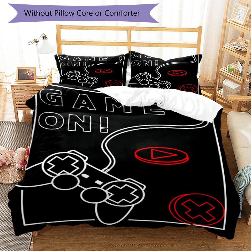 3pcs Game Controller Bedding Set Duvet Cover Closure Includes 1 Duvet Cover & 2 Pillowcases, Soft and Comfortable for All Seasons.