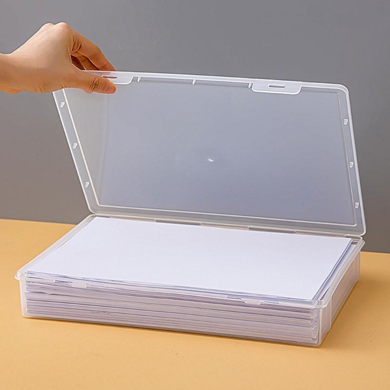 Plastic Storage Box with Latching Lid for Paper and Classroom Organization Stackable Document Holder Magazine Organizer