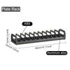 Kitchen Dish Organizer Space Aluminum Plate Holder Cabinet Bowl Storage Shelf Adjustable Tableware Storage Rack Dish Drainer