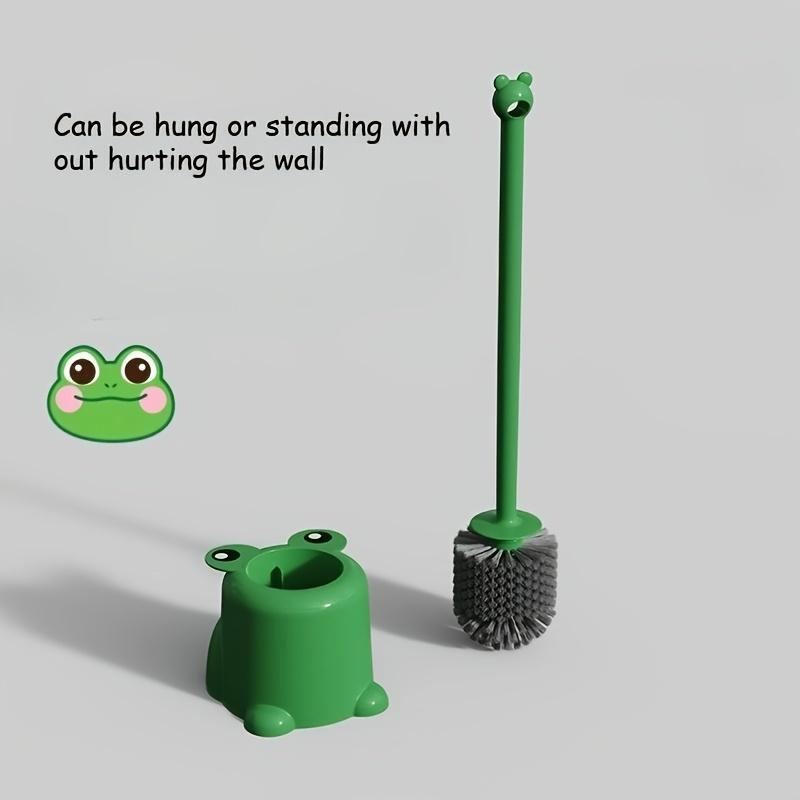 

Cute frog toilet brush with base and long handle, support hanging or standing storage, neat and space-saving.