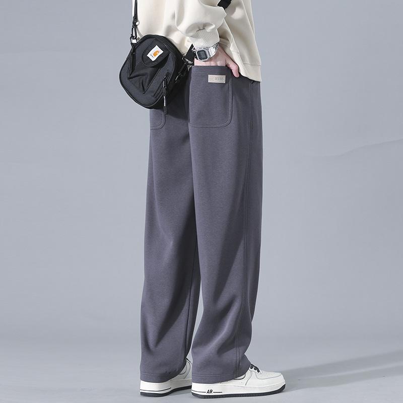 Men's American Velvet-Lined Wide-Leg Heavyweight Sweatpants for Autumn/Winter