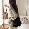 New Fashion Women'S Bag Large Capacity Drawstring Bucket Bag Simple Workwear Style Nylon Shoulder Bag For Women Handbag