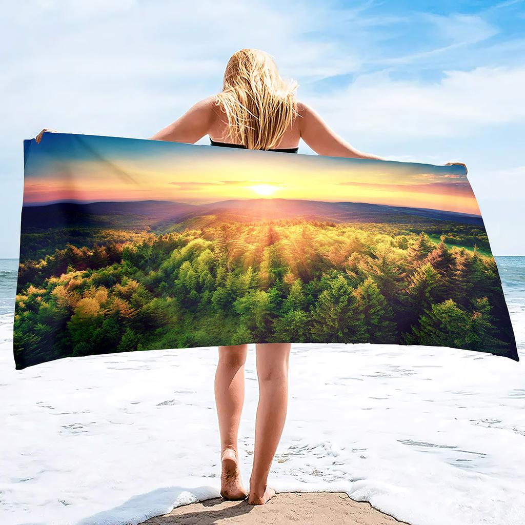 Forest Series Seaside Vacation Beach Towel Swimming Bath Towel Microfiber Sports Towel
