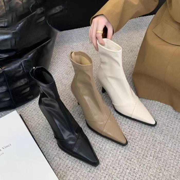 Niche High-heeled Pointed Elastic Versatile and Ankle Boots 2025 Autumn and Winter New Celebrity Style Thin Short Boots Women's Shoes