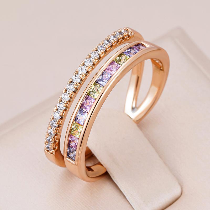 New Natural Zircon Ring For Women  Rose Gold Stackable Band Rings Fashion High Quality Daily Jewelry Party Accessories