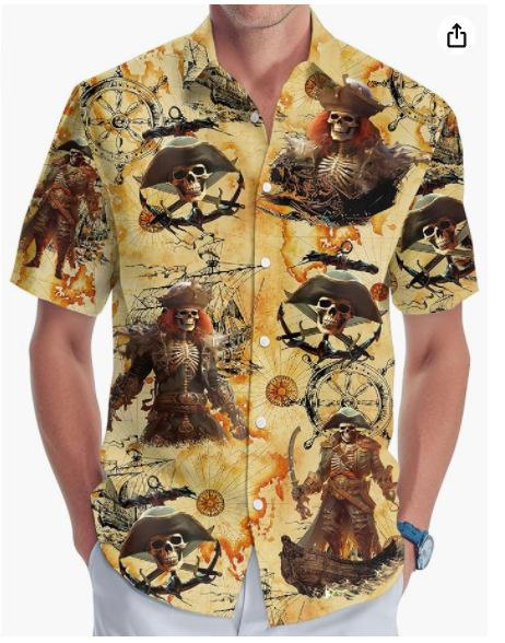 Summer Hawaiian Shirt Men's Fashion Digital Printing Short Sleeve Source Factory One and a half sleeves