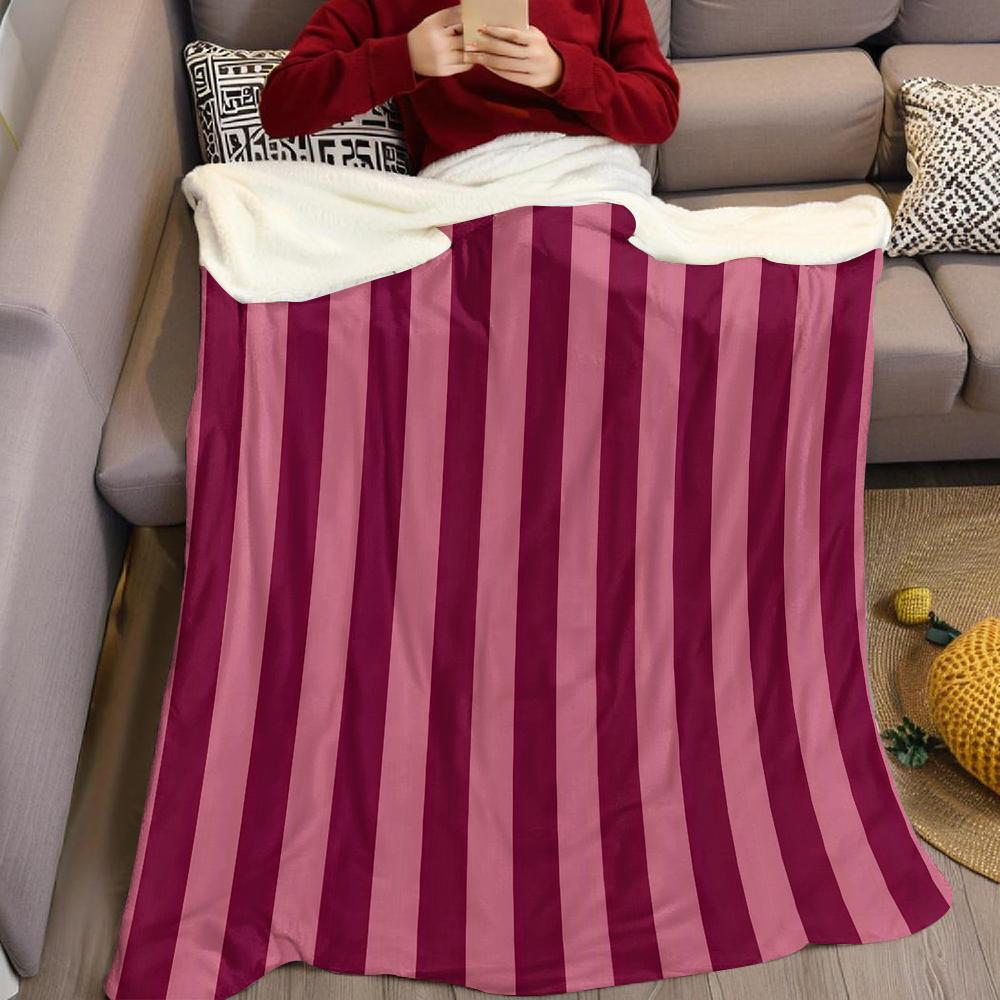 Coperta in Flanella a Righe Rosa Borgogna Calda Morbida Halloween Natale Divano Caldo Accogliente Decorativo Decorazione Regalo per Tutte le Stagioni