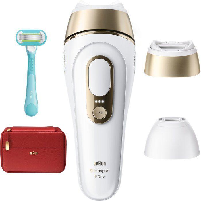 Pulsed Light Epilator - BRAUN - Silk Expert Pro 5 PL5221 - IPL - SkinProtect Sensor - White and Gold