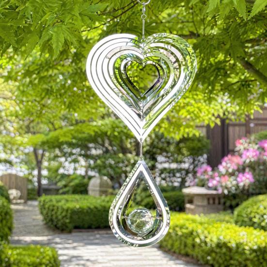 Stainless Steel Reflective Wind Spinners Outdoor Garden Decor Sparkly Wind Chime Yard Patio