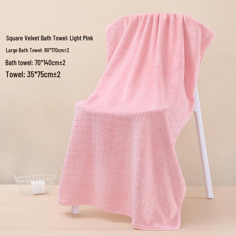 Coral Fleece Quick-Dry Large Bath Towel: Absorbent, Thickened Pineapple Grid Design for Beach, Swimming, or Beauty Salon.