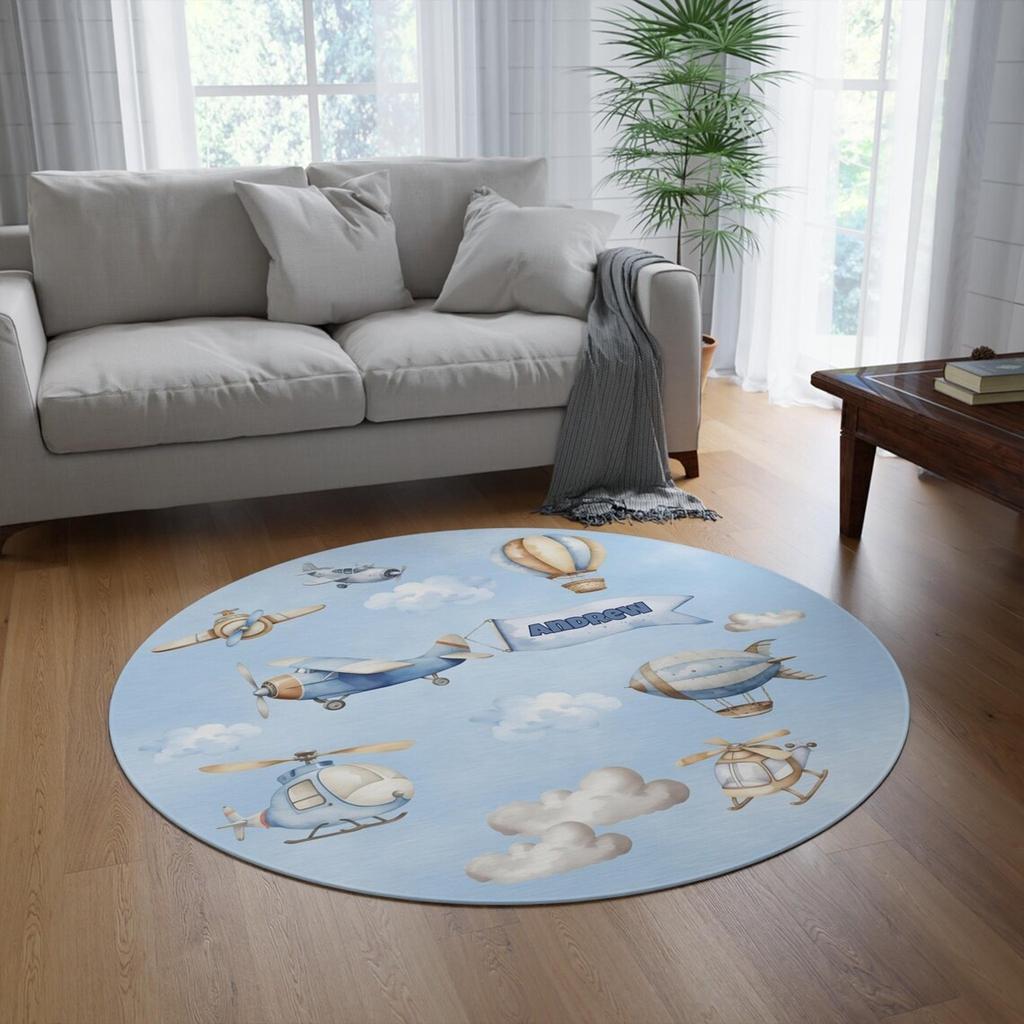 Airplane Children's Hot Air Balloon Kids Rug for Living Room Baby Girl Room Kids Playroom Mat Bedroom Rug Nursery Sofa Rug