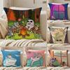 KKetnipz Pillow Cartoon Illustration Cushion Cover Pillowcase Antidustmite Invisible Zipper Short Plush Sofa Cushion