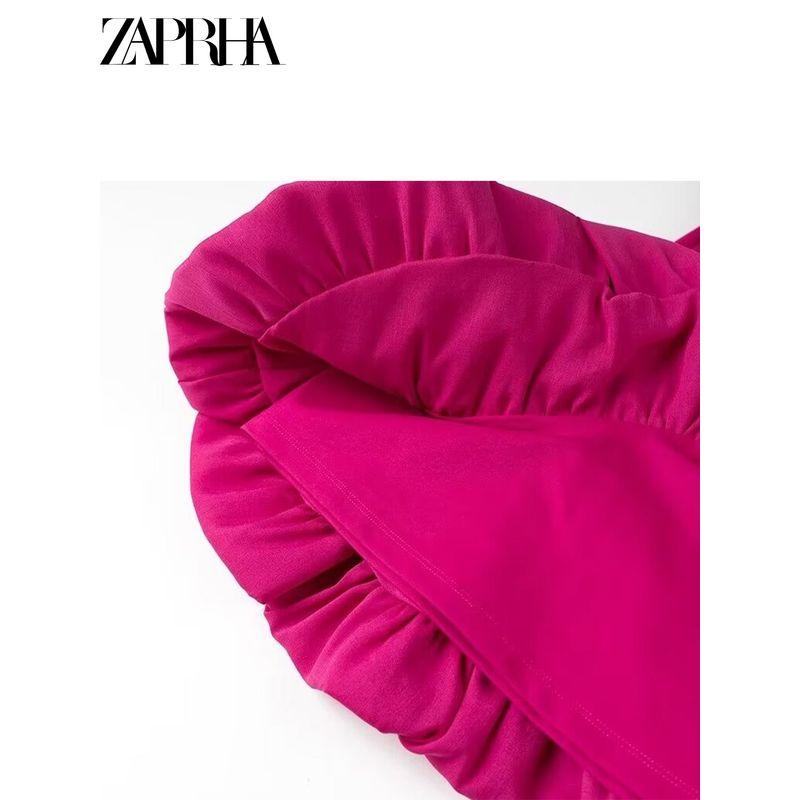 Zaprha 2025 New Arrival Tube Top Asymmetrical Laminated Slim Fit Patchwork Dress Elegant Slim Looking 1014328
