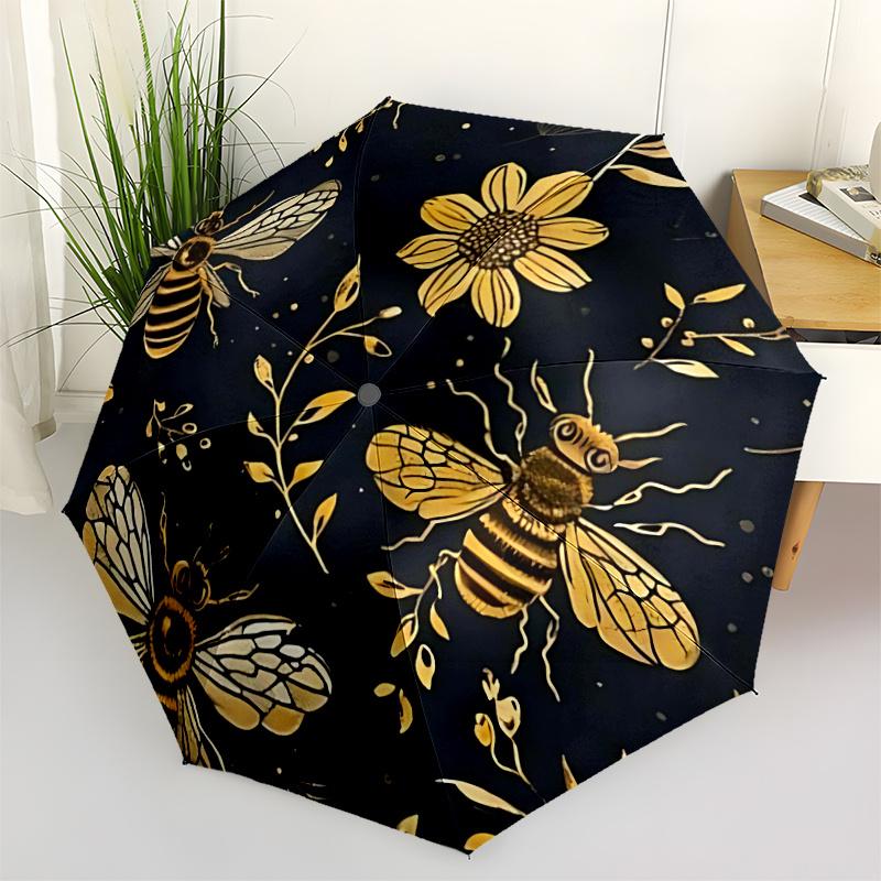 1pc Bee FloralAutomatic Open/close Umbrella, 8-Rib Sturdy Structure, Portable Travel Umbrella, Parties, Everyday Usec106