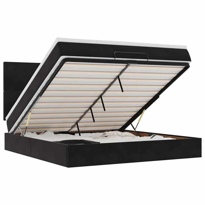 VidaXL Cadre de lit ottoman avec matelas noir 160x200 cm velours, cadre de lit, cadre de lit rembourré, cadre de lit ottoman 3314260