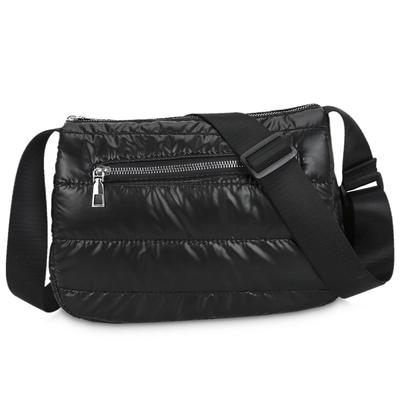 [MT's SHOP] Kompakte, Leichte, gesteppte Nylon-Umhängetasche, Perfekt für den Weg zur Arbeit oder als Crossbody-Tasche, SH389 (Schwarz)