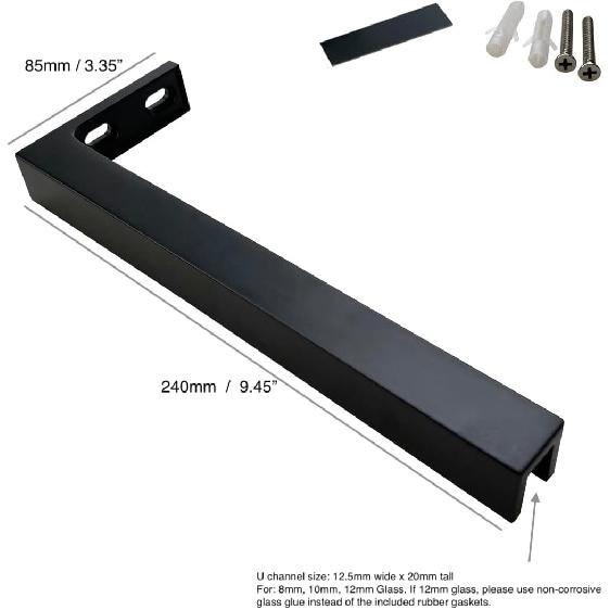LukLoy Fixed Glass Support Bracket Stabilizer Brace, Frameless Glass to Wall Clamp Shower Glass Support Bar L Shape Mounting Bracket,