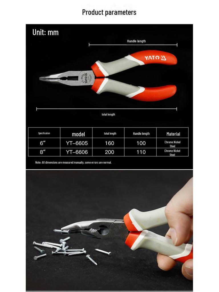Yiertuo Multipurpose Pliers Set: Bent Nose, Flat Nose, Bird Mouth, Round Nose, Wire Stripping, Duckbill.