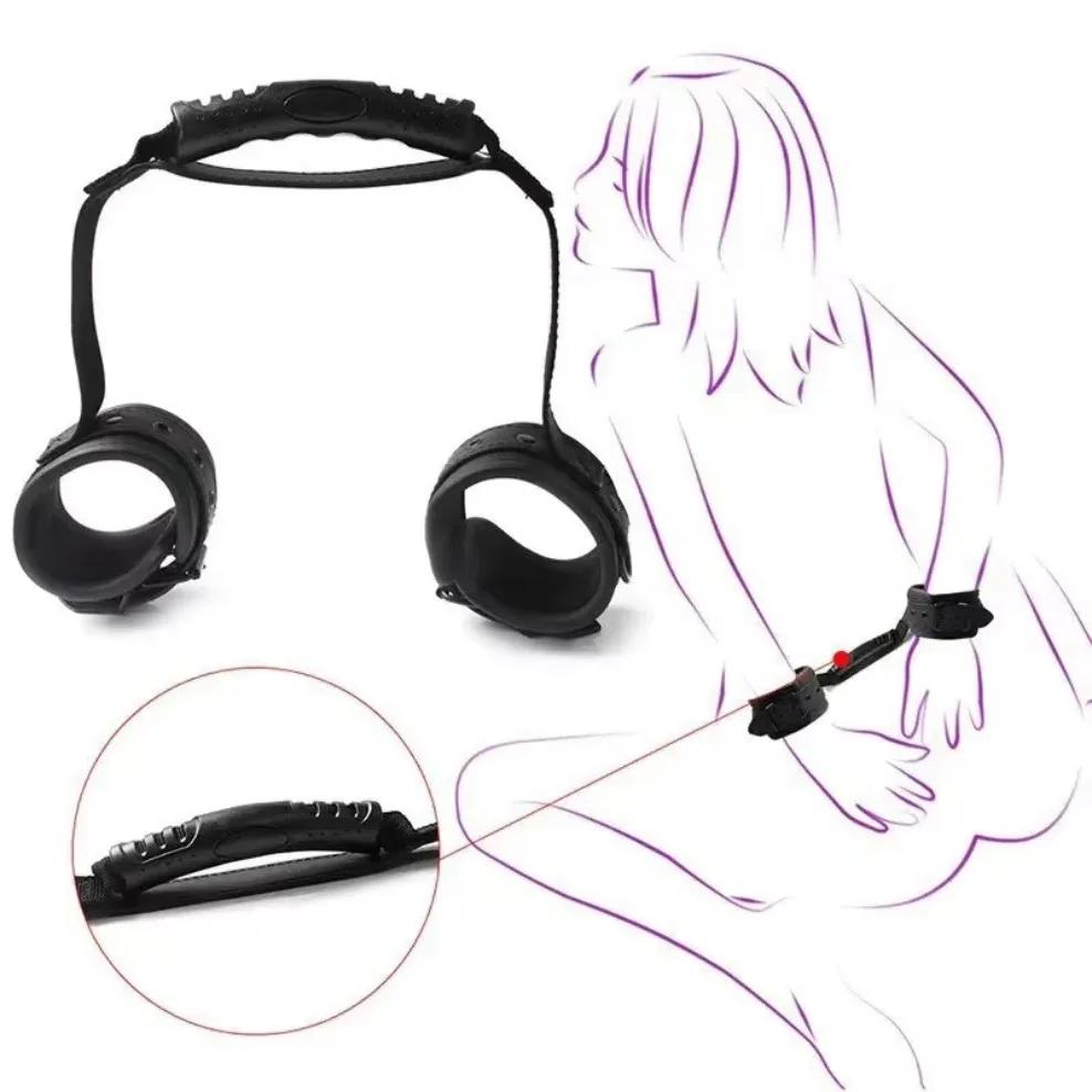 Handcuff Restraint Harness PU Leather Riding Backhandcuffs BDSM Restraint Fetish SM Slave Sex Toy  Adult Female Sex Product Shop