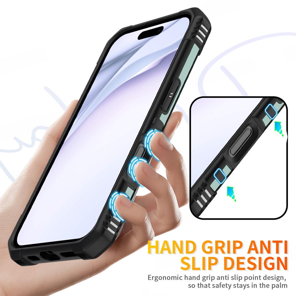 For iPhone 17 Case PC+TPU Anti-Drop Phone Cover with Ring Kickstand