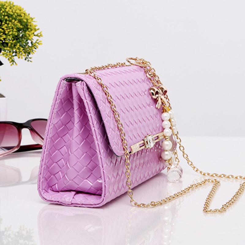 Candy Color Lady Messenger Bag New Chain Women Shoulder Bag Diamonds Pendants Crossbody Bag High Quality PU Leather Handbags