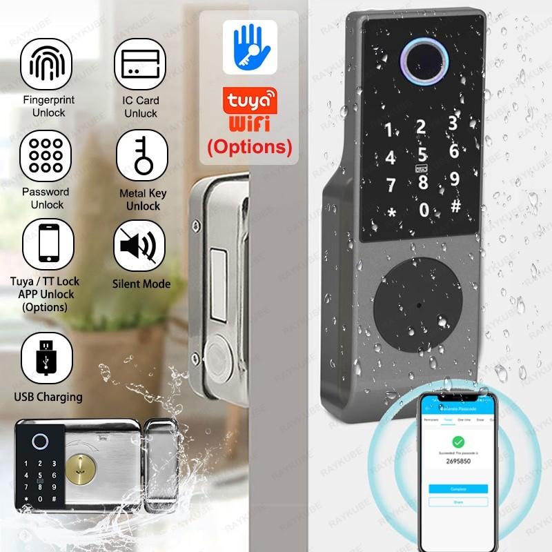 W7 Nerezový zámek na otisk prstu s dvojitým ověřením, venkovní brána, vodotěsný, TT Lock/ Tuya Chytrý dveřní zámek, digitální elektronický zámek
