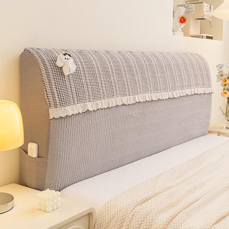 1PC INS Cream Style Full Coverage Headboard Cover Anti-cat Scratch Anti-pilling Dustproof Elastic Soft Bag for Home All Season