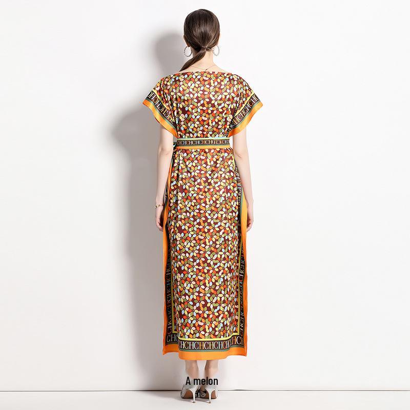 In-Stock European & American Fashion Versatile One-Shoulder Tie-Up Dress with Belt