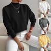 Solid Color Loose Knit Top Semi High Neck Pullover Long Sleeved Sweater Women Autumn and Winter