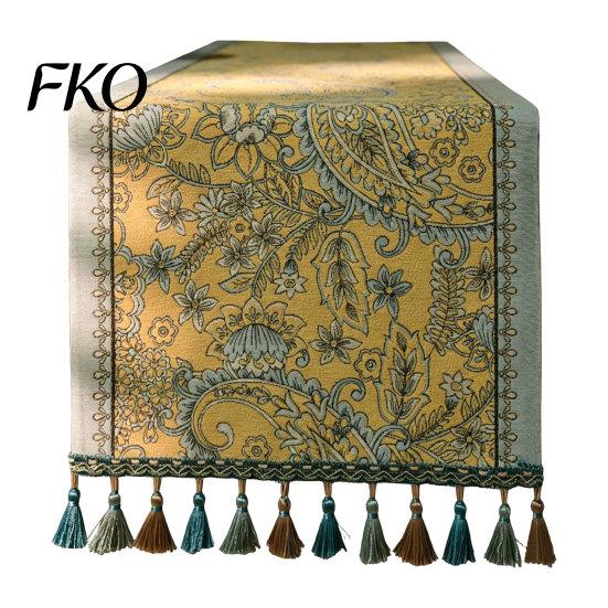 Hochwertiger Tischläufer Jacquard-Läufer, Vintage Floral Elegant Hitzebeständig mit Quasten für Esszimmer Heim Party Dekoration Kratz