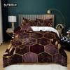Honeycomb Comforter Cover Kit Queen Size Size Geometric Sleep Bedding Kit Fine Microfiber Gold Hexagon Comforter Cover Black Gradient Quilt Cover