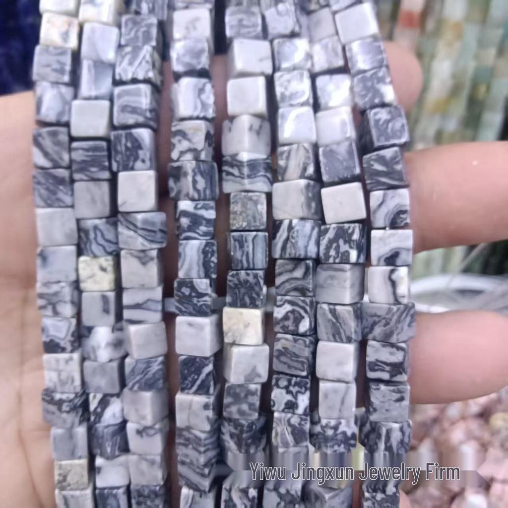 6x6mm Quadratische Rosenquarz-Achat-Perlenkette - Naturstein DIY-Zubehör