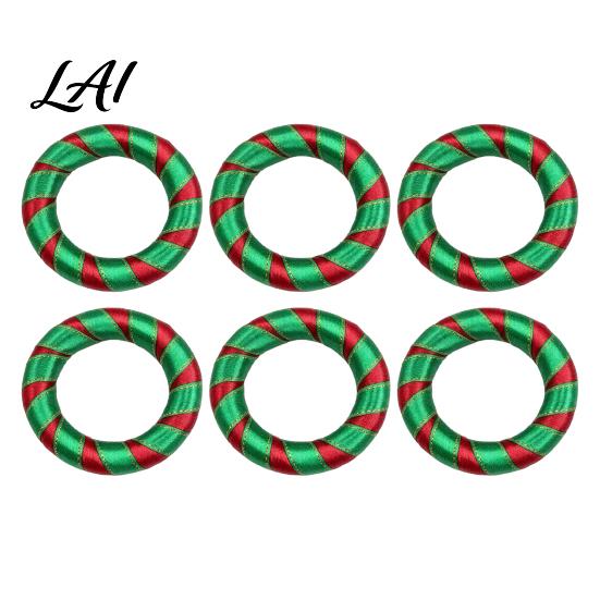 Holiday Table Decor Christmas Red Green Striped Napkin Rings Handwoven Fabric Holder Festive Dining Accessories for Setting Party Dinners And Hotel