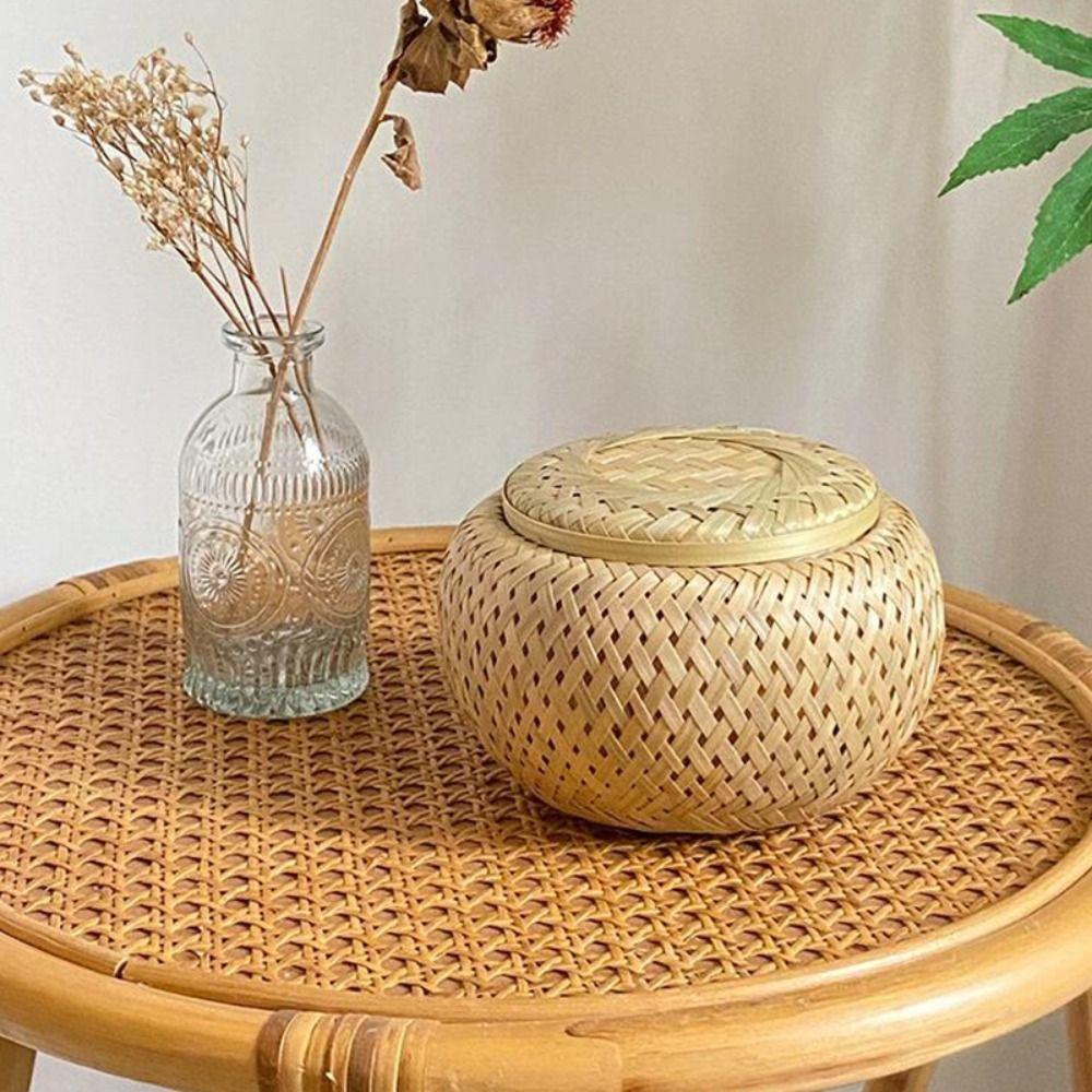 Desktop Ornament Bamboo Storage Basket Fruit Dried Fruit Snack Woven Basket Cute Tea Basket