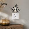 Decorative Wall Stickers for Bedroom Halloween Wizard Cat & Bat Switch Sticker, Self-Adhesive Light Decal, Childlike Holiday Ornaments Removable Decor