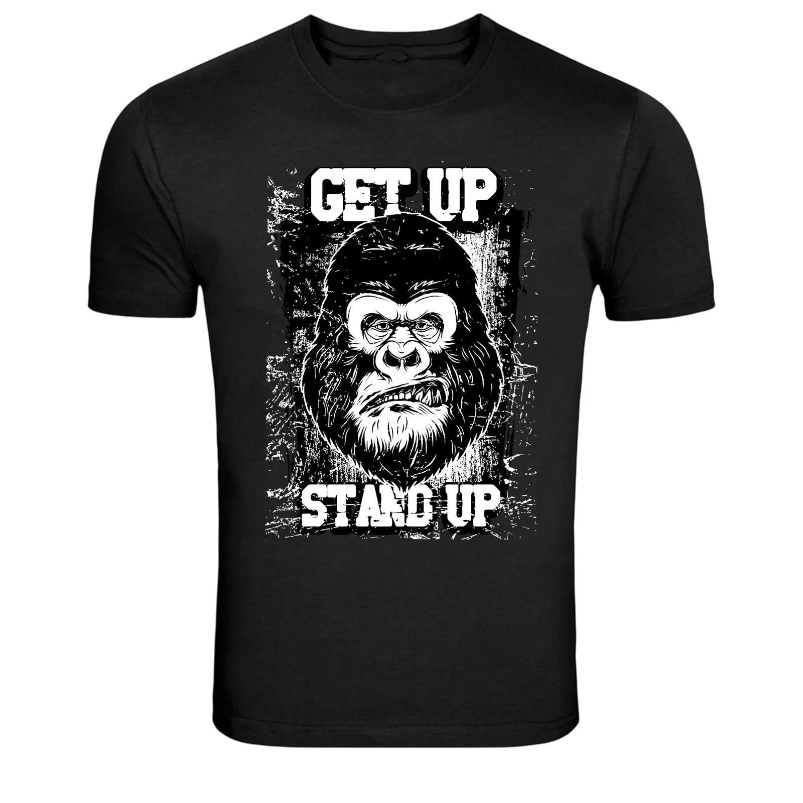 Get Up Stand Up Angry Gorilla Motivation Graphic T-Shirt XS