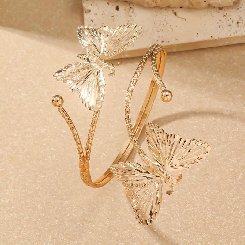 1PC Adjustable Open Cuff Bracelet Elegant Minimalist Arm Jewelry for Women Boho Chic Party Wear Gold Alloy